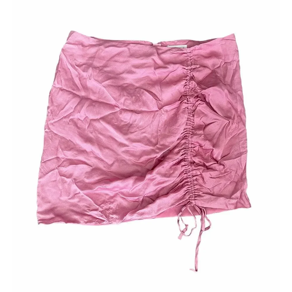 NWT Revolve Lovers & Friends Carlita Satin Skirt in Rosebloom Pink Size XL